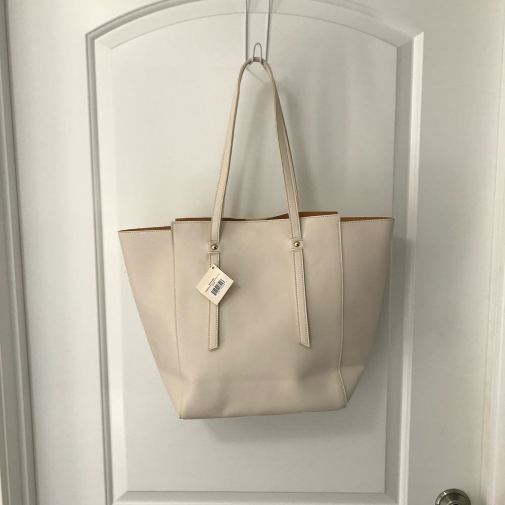 Ulta Large Ivory Faux Leather Tote NWT